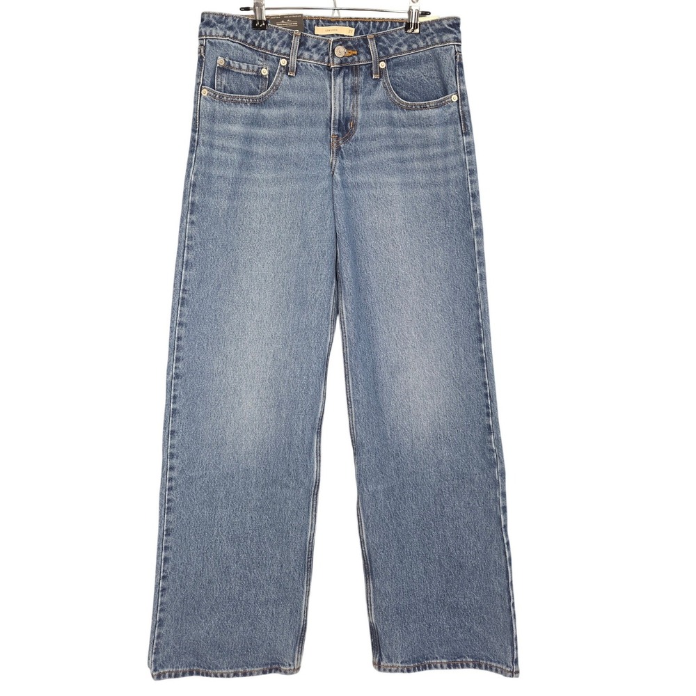 Levis Premium Low Loose Jeans Women 27x32 Straight Leg Medium Wash Low Rise NEW